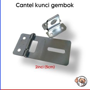 Cantel plat kunci gembok ukuran 2 in 5cm lengkap dengan skrup