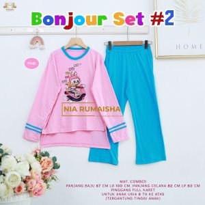 BONJOUR SET ANAK PEREMPUAN BY NIA RUMAISHA // BAHAN COMBAD // BAHAN ADEM DEPAN MOTIF KARTUN LABUBU