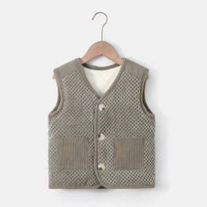 เสื้อกั๊กเด็กแบบใหม่ฤดูใบไม้ร่วงและฤดูหนาวเสื้อกั๊กแบบหนาบุขนสำหรับเด็กทารกเสื้อกั๊กบุใยฝ้ายสำหรับเด็กชายและเด็กหญิงเสื้อกั๊กสำหรับเด็กเล็กและเด็กวัยกลาง