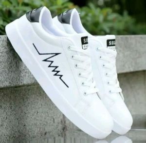 Sepatu putih pria dan wanita kekinian fashion daun