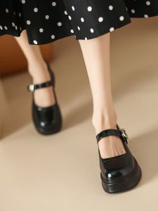 Mary Janes High Heels Black Summer Thick Bottom Retro Skirt Shoes Heightening Womens Flats Shorties Luosong Platform Shoes