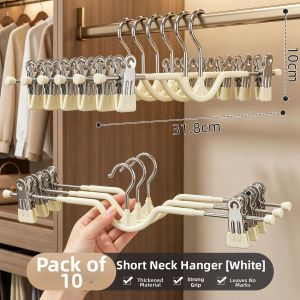 youqin | Short Neck No Trace Clothes Hanger for Trousers and Skirts with Clips