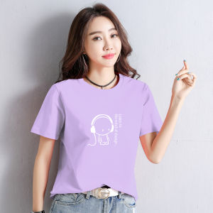 Áo Thun Cotton Tay Ngắn Mùa Hè Mới Cho Nữ Màu Trắng Thon Gọn Phong Cách Hàn Quốc Thường Ngày in Họa Tiết Cổ Tròn Rộng Rãi