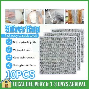 10PCS Dishcloths Multi-purpose Wire Cloth Stainless Steel Cleaning Cloth Universal Rag Reusable Non-Stick Oil Kitchen Cleaning Dishcloth