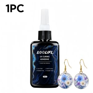 LOOLIFL | 50ml UV Curing Resin Adhesive Crystal Hard Low Odor Bubble Free Fast Cure Clear Glue for DIY Jewelry Glass Acrylic Craft Repair