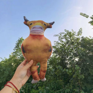 YF NIU LAI Funny Cow Plush Keychain Squeaky Toy Abstract Cartoon Animal Pendant Soft PP Cotton Gift FY