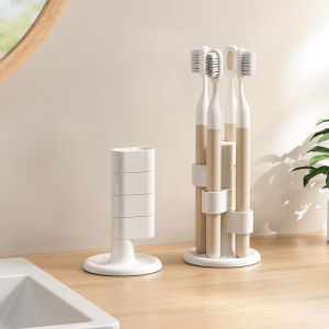 Rotating Toothbrush Holder Bathroom Washbasin Desktop Shelf Makeup Brush Holder Storage Container