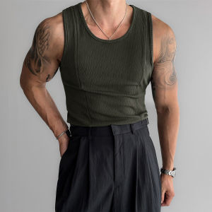 DAVID&ME | Military Green Slim Fit Muscle Defining Tank Top
