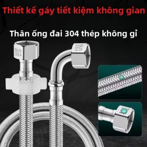 Thép Không Gỉ 304 90 °   Ống Dẫn Nước Vào Nhà Vệ Sinh Uốn Cong Ống Dệt Kim Loại Cho Nước Nóng Lạnh Ống Nước Góc Vuông Chống Cháy Nổ
