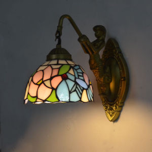 European-Style Antique Bathroom Lamp Lobby Corridor Light Mirror Front American Glass Mermaid Creative Flower Wall Lamp