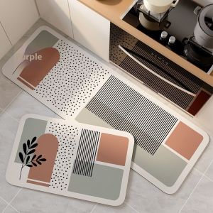 Thảm bếp hình học hiện đại với thiết kế chống trượt cho gia đình và văn phòng