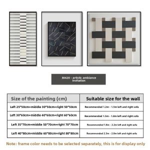 YASISHA | Abstract Living Room Sofa Wall Decor Triptych Geometric Minimalist Art