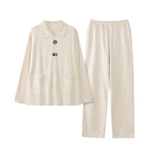 Bộ đồ ngủ MiiOW nam làm bằng vải cotton dài tay thoáng khí mặc ngoài trời