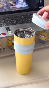 ฟางถ้วยเก็บความร้อน 710ML จุขนาดใหญ่ 316 สแตนเลส การ์ตูนน่ารัก พร้อมหลอด Americano Cup แก้วกาแฟ ถ้วยน้ำความ