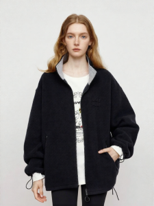 URLAZH | Stand Collar Dropped Shoulder Double Sided Polar Fleece Jacket