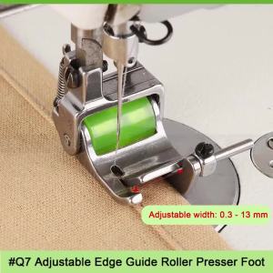 Q7 Adjustable Edge Guide Roller Hemmer Presser Foot 0-13mm Rolled Hem Foot for Industrial Lockstitch Sewing Machine Accessories
