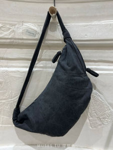 MUSESTU25 Large Capacity Canvas Cornbread Bag Slung over Shoulder Linen Breadstick Bag British Style Youth Daily Use Zipper Closure