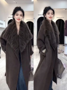 XUECAIQI | Warm Thick Wool Coat Large Fur Collar