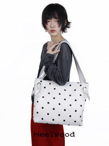 Heelwood Original Polka Dot Tote Bag Large Capacity Shoulder Bag Three Colors Casual Style Womens Bag for Daily Use