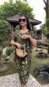 AWGallery - Dress/Daster payung kekinian size XL motif Coffee Kain Rayon Lembut Nyaman Bali