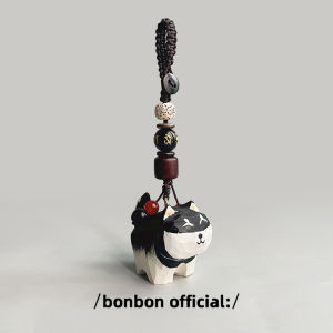 Handcrafted Wood Carved Dog Keychain Car Bookbag Pendant Decorative Tassel Creative Gift Keychain Soft Cute Healing Pattern