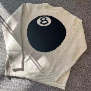 Retro American Stu Limited Black Eight Billiards Knitwear Mens High Street Overhead Cashmere Lazy Style Knitted Shirt Top