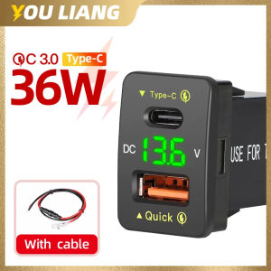 QC3.0 36W Usb C PD Port 12V/24V Car Charger Accessories Power Socket Adapter For Toyota Mobile Phones Fast Charging Voltmeter Toyota Qc3 Qc 3.0 Q50 3.0T Qualcomm Quick Charge 3.0 - Lazada