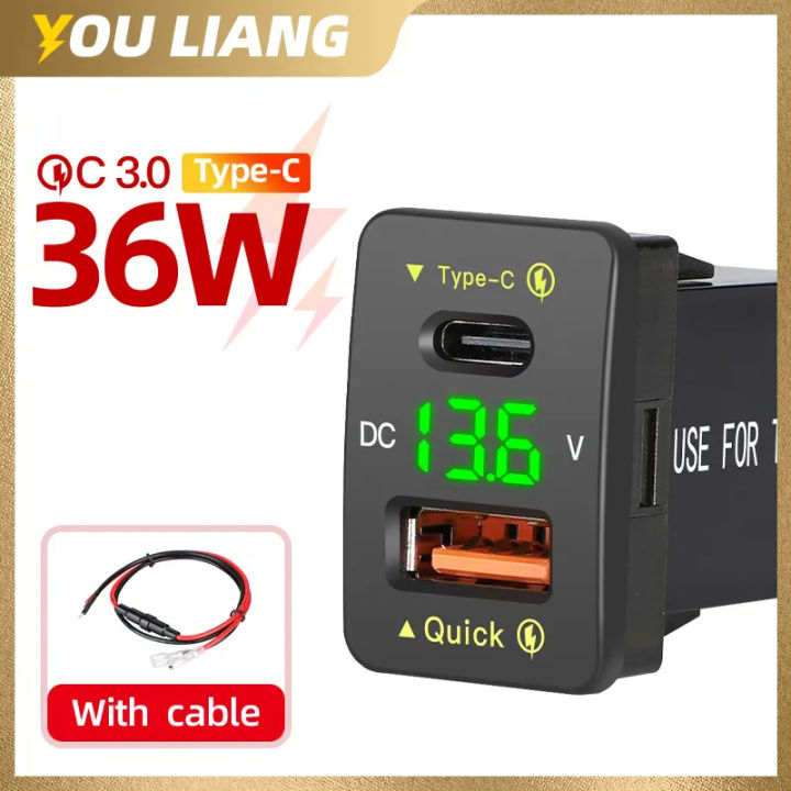 QC3.0 36W Usb C PD Port 12V/24V Car Charger Accessories Power Socket QC3.0 36W Usb C PD Port 12V/24V Car Charger Accessories Power Socket