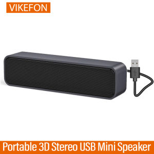 VIKEFON Portable 3D Stereo USB Mini Speaker Powered with Dual Speaker Built-in Decoding Sound Card for Desktop PC Laptop Cashier