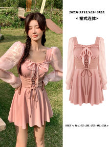 plus Size One Piece Swimsuit Long Sleeve Thermal Bath Swimwear Womens Conservative Dress Style Summer New Model Tagkita Brand