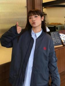 American Style Baseball Jacket Womens Spring Autumn Casual Short Workwear Flight Coat Top Vintage New 2025