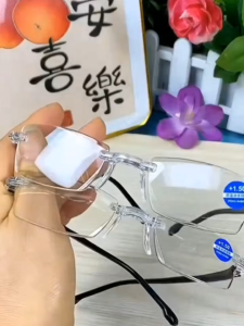 Reading Glasses Anti Blue Light Rimless Lightweight Comfort Fit Clear Vision +100° to +400° Cermin Mata Baca