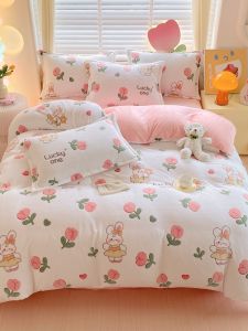 Winter Thickened Snowflake Velvet Four-Piece Set New 2025 Double-Sided Milk Velvet Duvet Cover Bed Sheet Set Warm Cartoon Design