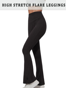 Womens Super Soft Flare Pants High Waisted Tummy Control Workout Yoga Push Up Gym Fitness Long Leggings Bell Bottoms