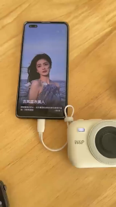 【CCC Certified】Creative small camera mini power bank with its own cable 15W magnetic wireless charging compact portable mobile power supply