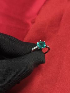 Diamcity (Free Gra Certificate) Grosir 2 Karat Cincin Moissanite Hijau Biru Wanita