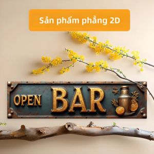 CIFbuy | Biển Hiệu Kim Loại Cổ Điển Màu Xanh Đậm Có Lỗ Khoan Sẵn Trang Trí Tường Quán Bar Hoài Cổ Cho Quán Cà Phê Nhà Hàng Biển Kim Loại Của CIFBUY