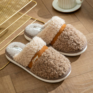 Warm Fleece Slippers Womens Indoor Home Silent Anti-slip Cute Butterfly Knot Cotton Slippers Autumn Winter New Arrival