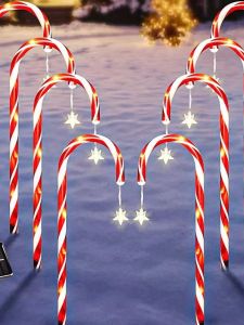 Christmas Classic Solar Cane Light Candy Light Party Courtyard Path Atmosphere Decoration Prop Outdoor Night Light