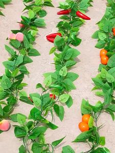 2.4M Artificial Maple Green Leaf Hanging Vine Silk for Home and Office Decoration DIY Simulated Fruit Vine Wall Hanging Vine Air Conditioning Indoor Living Room Decoration Plastic Flower Silk Vine