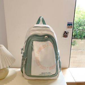 OUDENGPAI | Balo nữ dung tích lớn màu đỏ Balo học sinh trung học phổ thông Balo nữ du lịch phong cách mới mùa hè 2024 Túi xách học sinh đại học