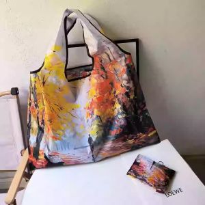 Large Capacity Portable Foldable Shopping Bag Vincent Van Gogh Starry Night Design Eco-Friendly Single Shoulder Bag for Shopping