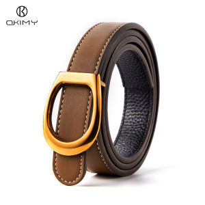 OKIMY เข็มขัดแฟชั่นสำหรับผู้หญิงเข็มขัดหนังวัวเข็มขัดหนังหรูหราเข็มขัดแนวเรโทรสำหรับผู้หญิงสามารถปรับได้เข็มขัดหนังยาวชุดเดรสเข็มขัดลำลองมีกระดุมตัวหนังสือหัวเข็มขัดอัลลอย