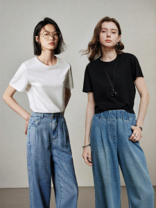 Toyouth | Áo Thun Cổ Tròn Hai Mặt Mềm Mại Bằng Cotton Sợi Dài