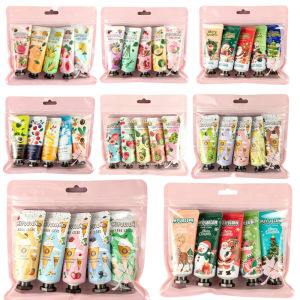 Fruit Plant Hand Cream Set 20g*5/Pack Moisturizing Nourishing Hand Lotion for Dry Cracked Hands Travel Size Hand Care Gift Set