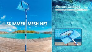 ตาข่ายกรองสระว่ายน้ำพร้อมเสายืดหดได้สำหรับทำความสะอาดเศษใบไม้ในบ่อ