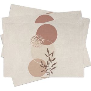 Bộ 2/4/6 Tấm Lót Bàn Hình Học Kiểu Bohemian VIKAMA Bộ 2/4/6 Tấm Lót Bàn Chống Trượt Có Thể Giặt Được Chịu Nhiệt Dùng Để Trang Trí Phòng Ăn Nhà Bếp