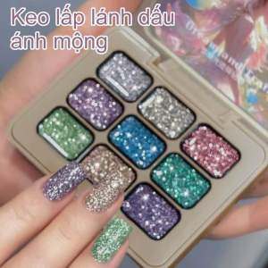Set gel nhũ nén Flash 9 màu siêu sáng lấp lánh sơn vẽ móng tay nail