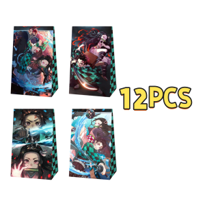 Bandai | Demon Slayer Party Favor Bag Set - Anime Demon Slayer Gift Bags with Stickers Party Candy Bags Decorative Party Supplies