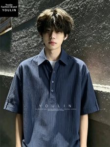 YOULIN | Relaxed Fit Casual Mens Shirt Polo Collar Stripe